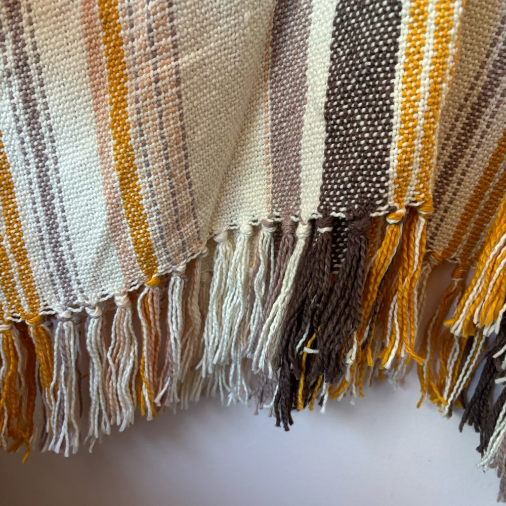 Aerie woven stripe tassel poncho OS - Picture 4 of 6